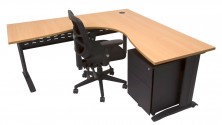 RSCWS1818 Beech Workstation With Black Metal Underframe And Mobile